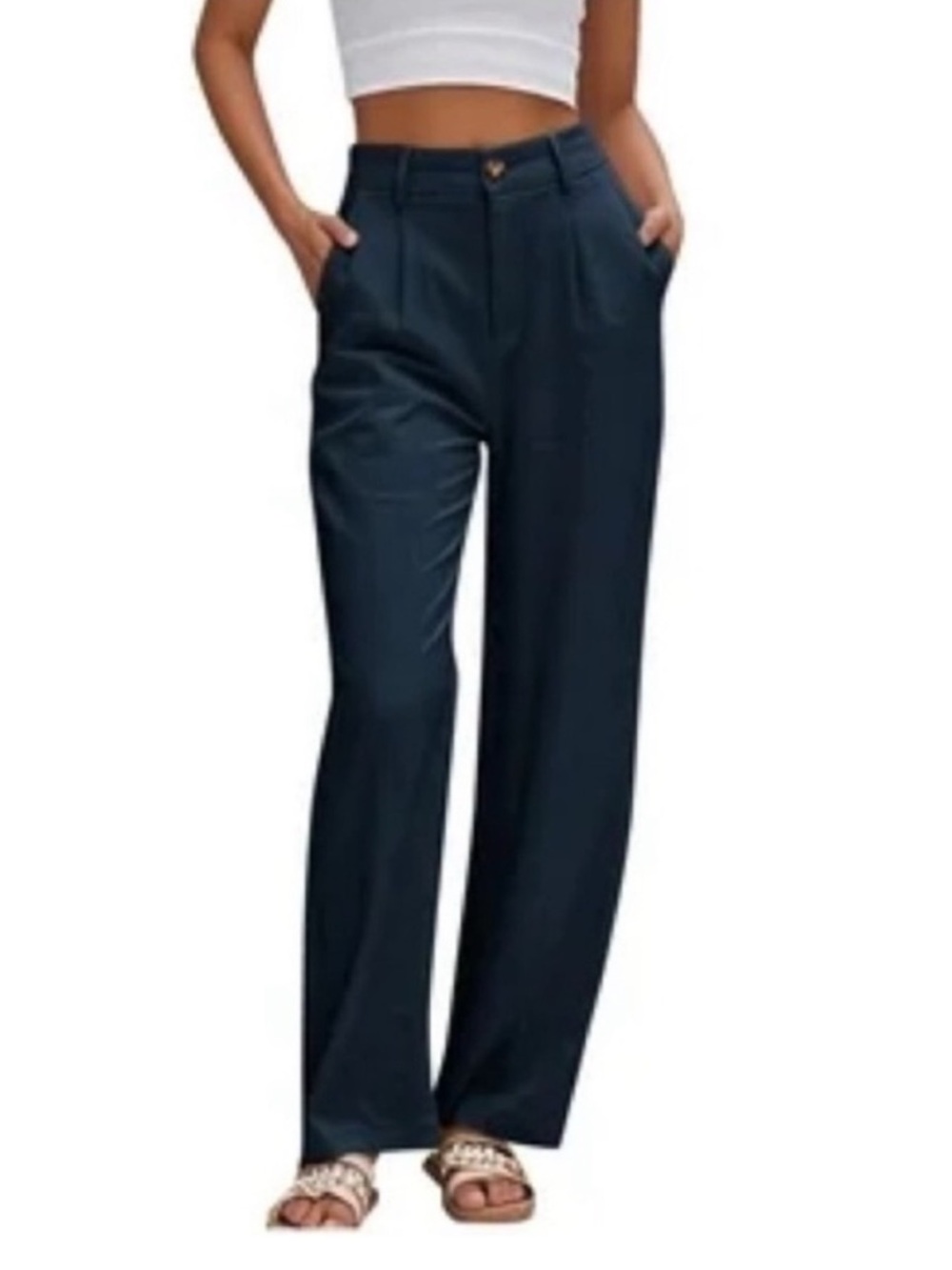 Pleated Tailored Black High Rise Wide Leg Trousers Woman’s Var Sizes | NWT